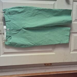 🆕️ Talbots perfect skimmer woman size 2P green checker Pedal Pusher pants